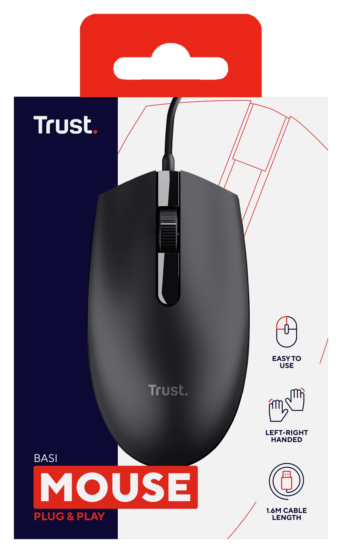 Trust Basi USB Type-A Optical mouse - 1,200 DPI
