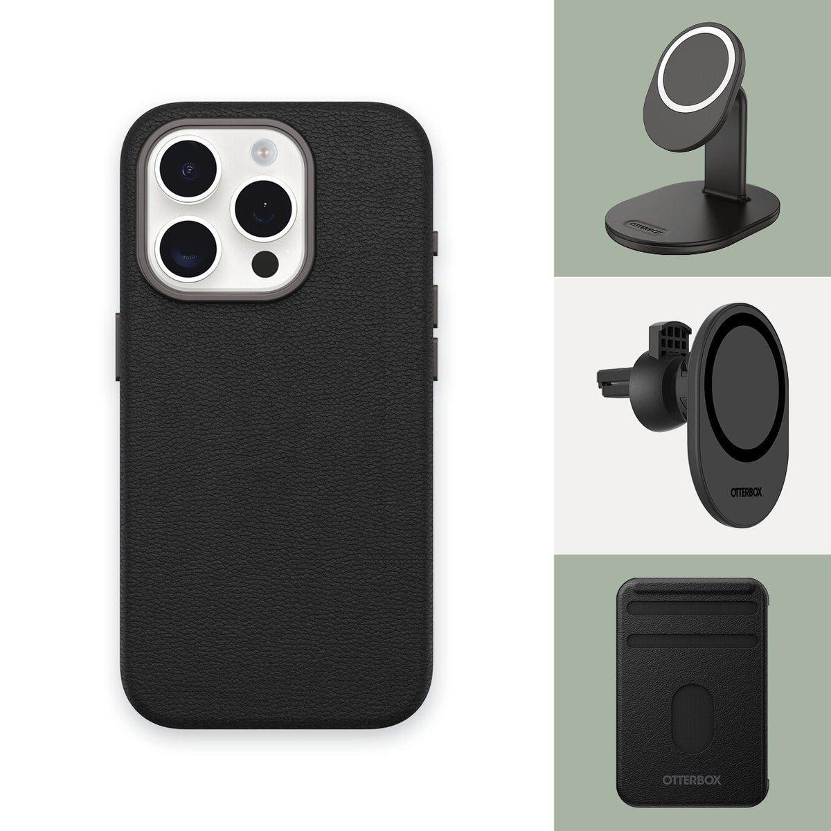 OtterBox Symmetry Cactus with MagSafe for iPhone 15 Pro in Noir Ash