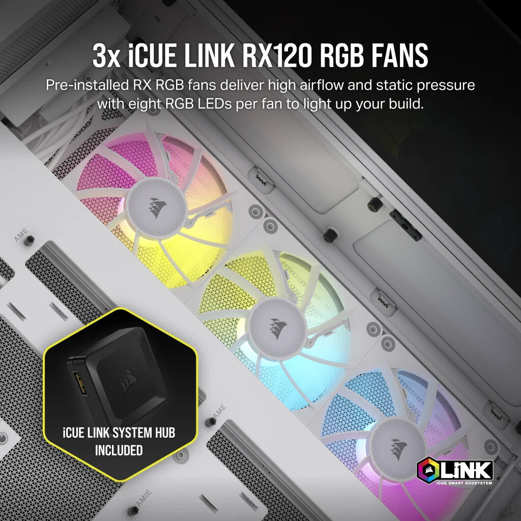 Corsair iCUE LINK 6500X RGB ATX Mid Tower Case in White