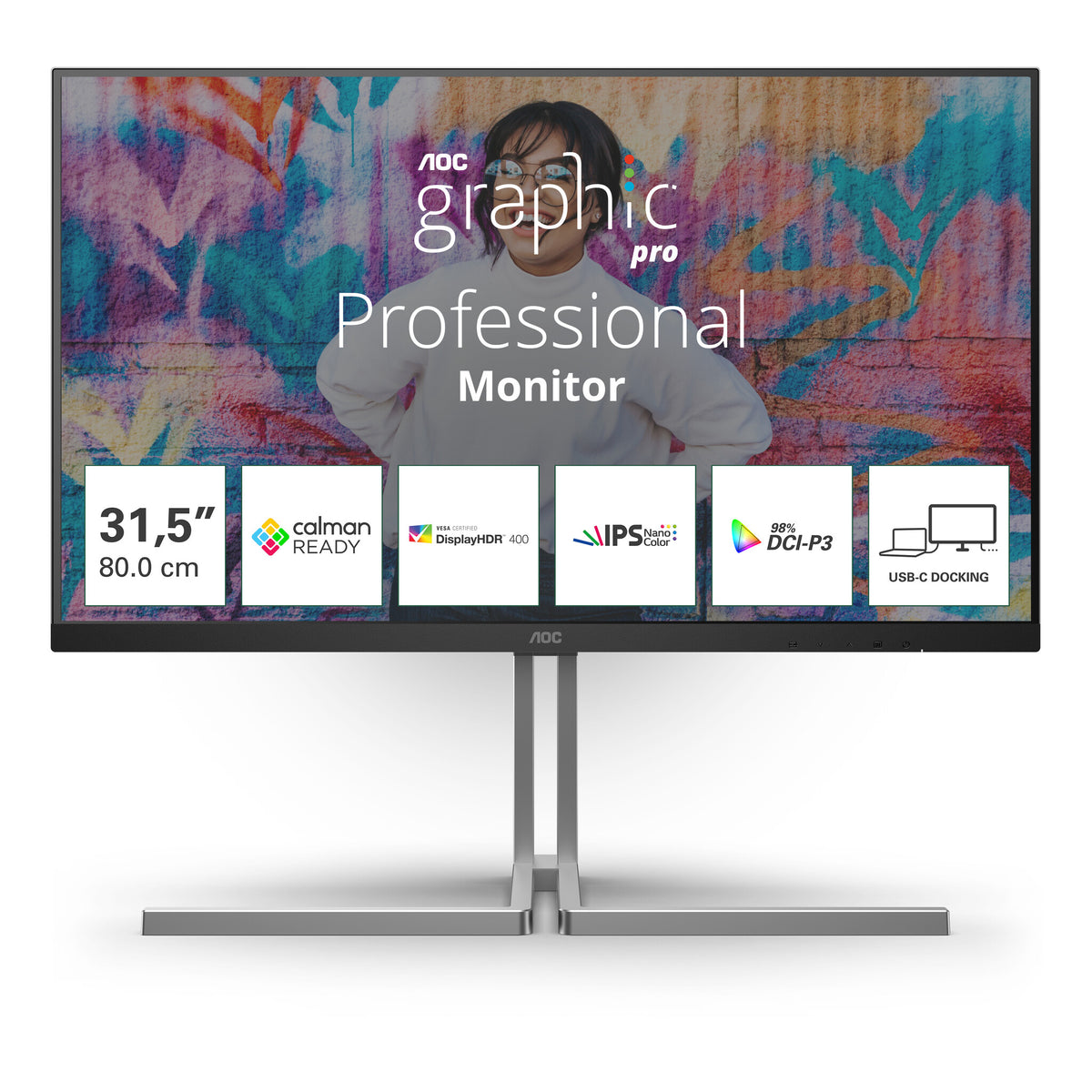 AOC U32U3CV - 80 cm (31.5") - 3840 x 2160 pixels 4K UHD LCD Monitor