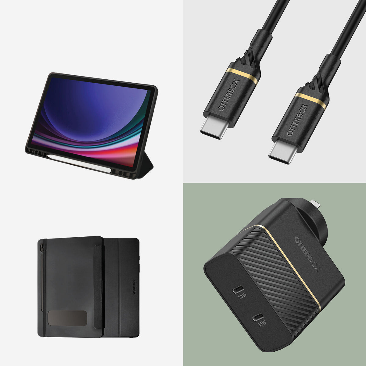 OtterBox React Folio Series Case for Galaxy Tab S9 in Black