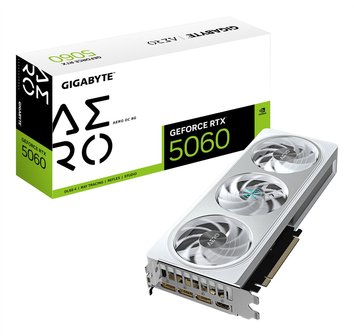 GIGABYTE GeForce RTX 5060 AERO OC 8G Graphics Card - 8GB GDDR7, 128bit, PCI-E 5.0, 2595 MHz Core Clock, 3 x DisplayPort, 1 x HDMI, GV-N5060AERO OC-8GD