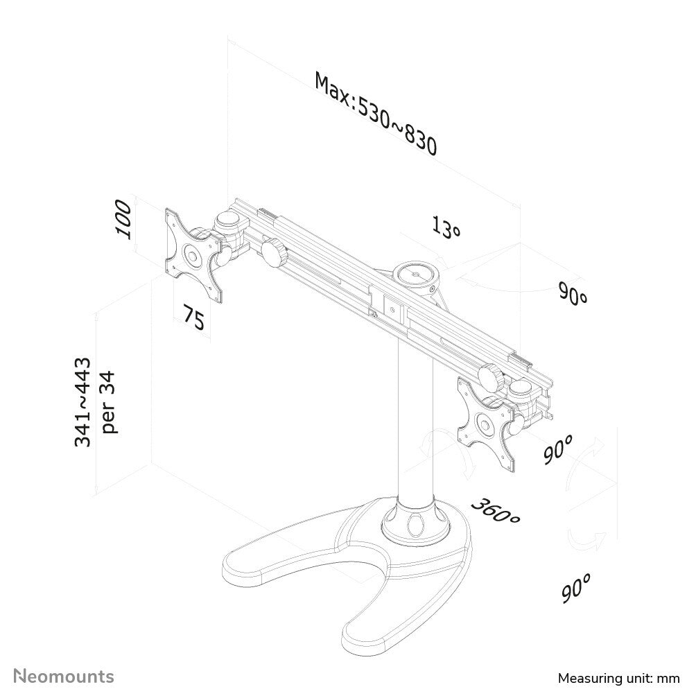 Neomounts FPMA-D700DD - Desk monitor mount for 48.3 cm (19") to 76.2 cm (30")