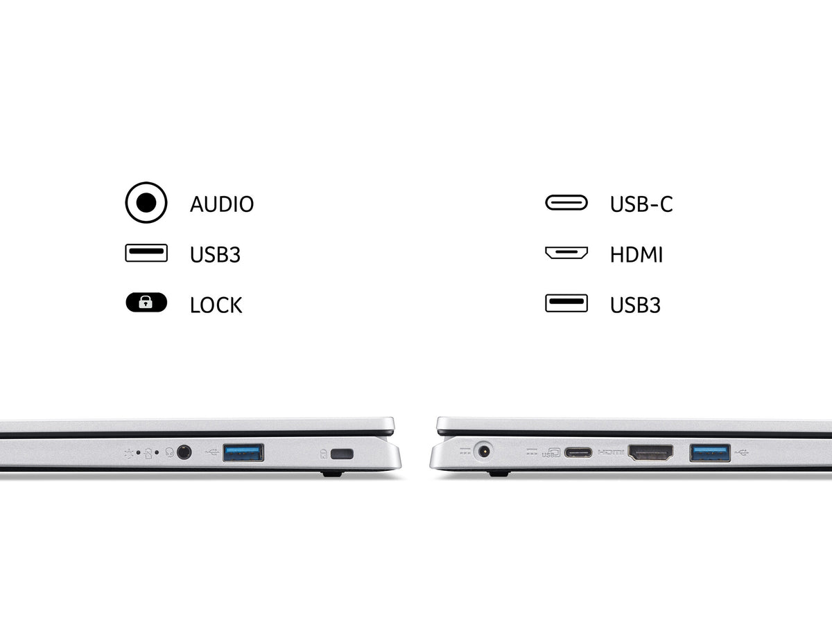 Acer Aspire 3 Laptop - 35.6 cm (14&quot;) - Intel® Core™ i3-N305 - 8 GB LPDDR5-SDRAM - 512 GB SSD - Wi-Fi 6 - Windows 11 Home - Silver