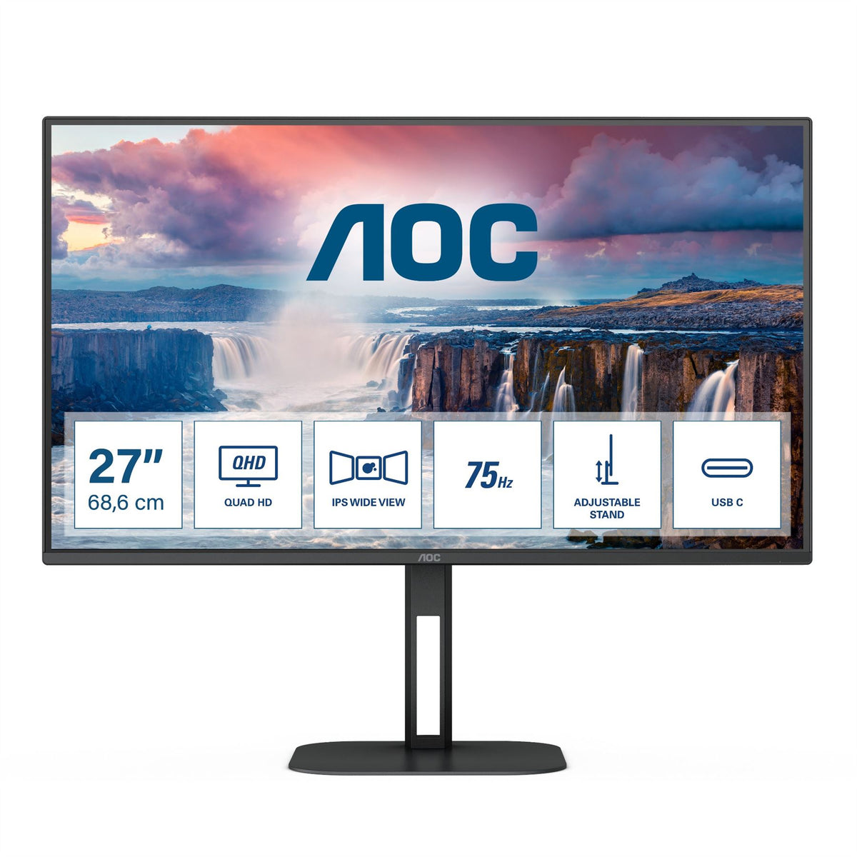 AOC V5 Q27V5C 68.6 cm (27") 2560 x 1440 pixels Quad HD LED Black Monitor