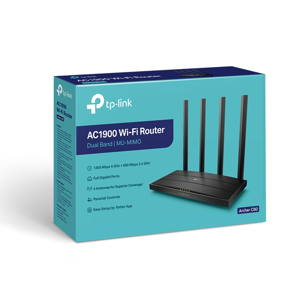 TP-Link Archer C80 - Gigabit Ethernet Dual-band (2.4 GHz / 5 GHz) wireless router in Black
