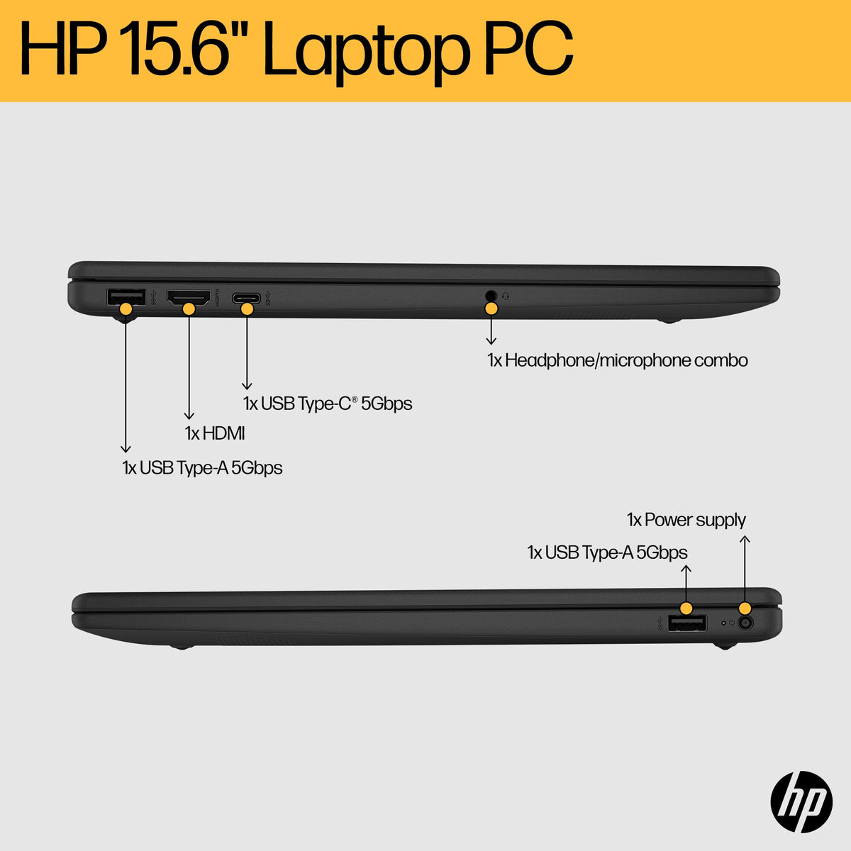 HP 15-FC0018NA Laptop - 39.6 cm (15.6") - AMD Ryzen™ 3 7320U - 4 GB LPDDR5-SDRAM - 128 GB SSD - Wi-Fi 6 - Windows 11 Home in S mode - Black