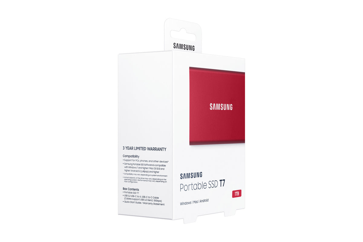 Samsung T7 1 TB Portable SSD in Red