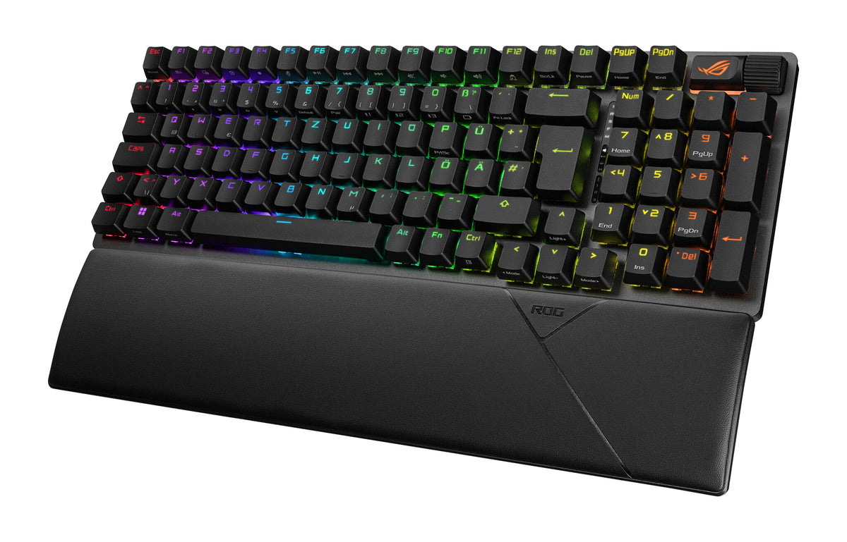 ASUS ROG Strix Scope II 96 Wireless - USB Wired + RF Wireless + Bluetooth RGB Mechanical Gaming Keyboard in Black (QWERTZ German)