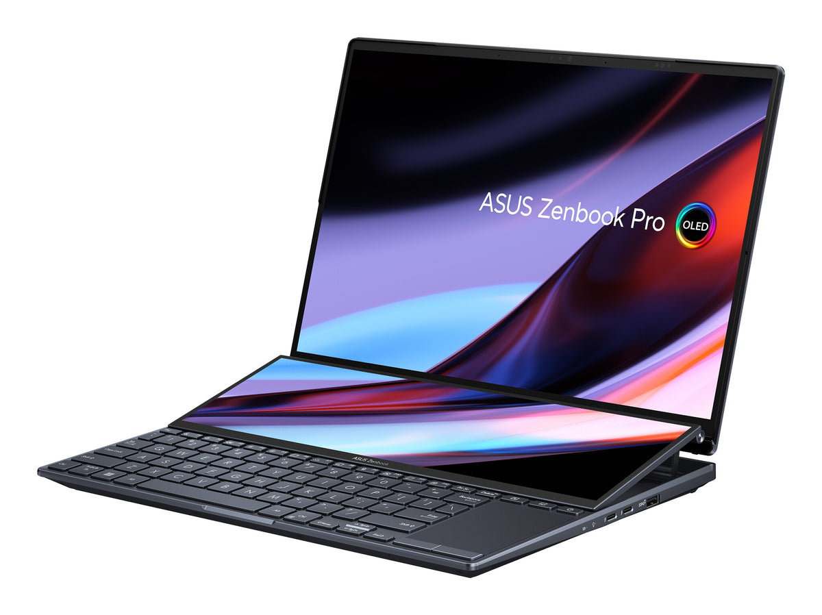 ASUS Zenbook Pro 14 Duo OLED Laptop - 36.8 cm (14.5") - Touchscreen - Intel® Core™ i9-12900H - 32 GB LPDDR5-SDRAM - 1 TB SSD - NVIDIA GeForce RTX 3050 Ti - Wi-Fi 6E - Windows 11 Home - Black