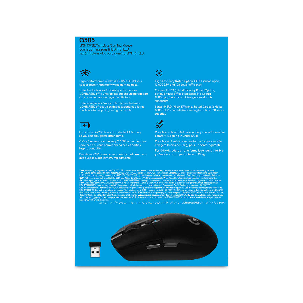 Logitech G - G305 LIGHTSPEED Wireless Gaming Mouse in Black - 12,000 DPI
