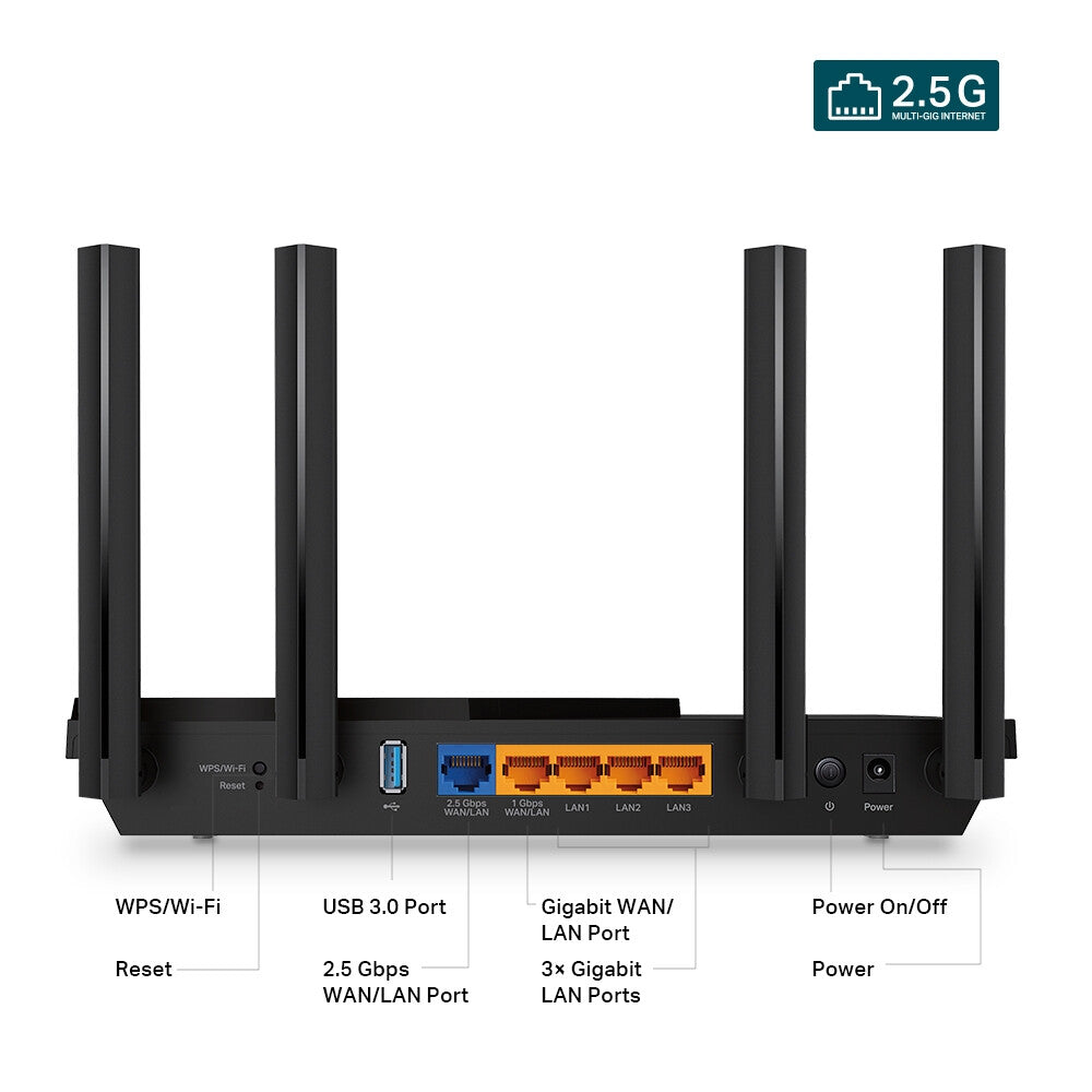 TP-Link Archer AX3000 - Multi-Gigabit Dual-band (2.4 GHz / 5 GHz) Wi-Fi 6 wireless router in Black