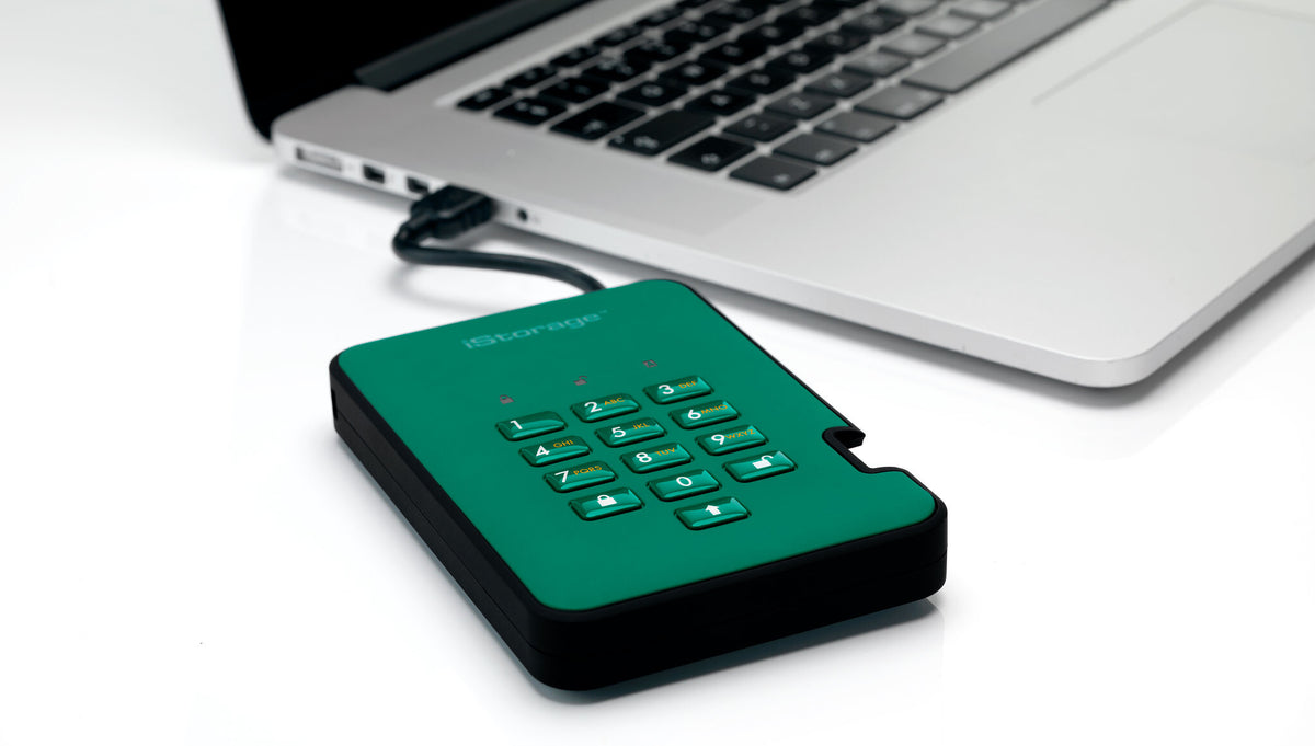 iStorage diskAshur2 - Secure Encrypted External hard drive in Green - 1 TB