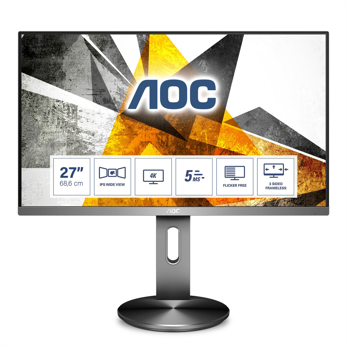 AOC 90 Series U2790PQU Computer Monitor 68.6 cm (27") 3840 x 2160 pixels 4K Ultra HD LED Black