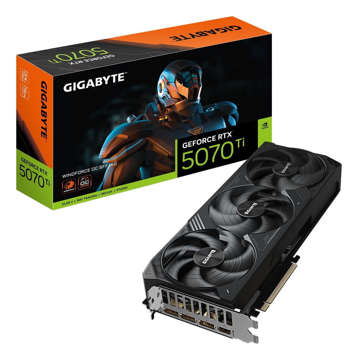 GIGABYTE GeForce RTX 5070 Ti WINDFORCE OC SFF 16G Graphics Card - 16GB GDDR7, 256bit, PCI-E 5.0, 2497 MHz Core Clock, 3 x DP 2.1a, 1 x HDMI 2.1b, NVIDIA DLSS 4, GV-N507TWF3OC-16GD