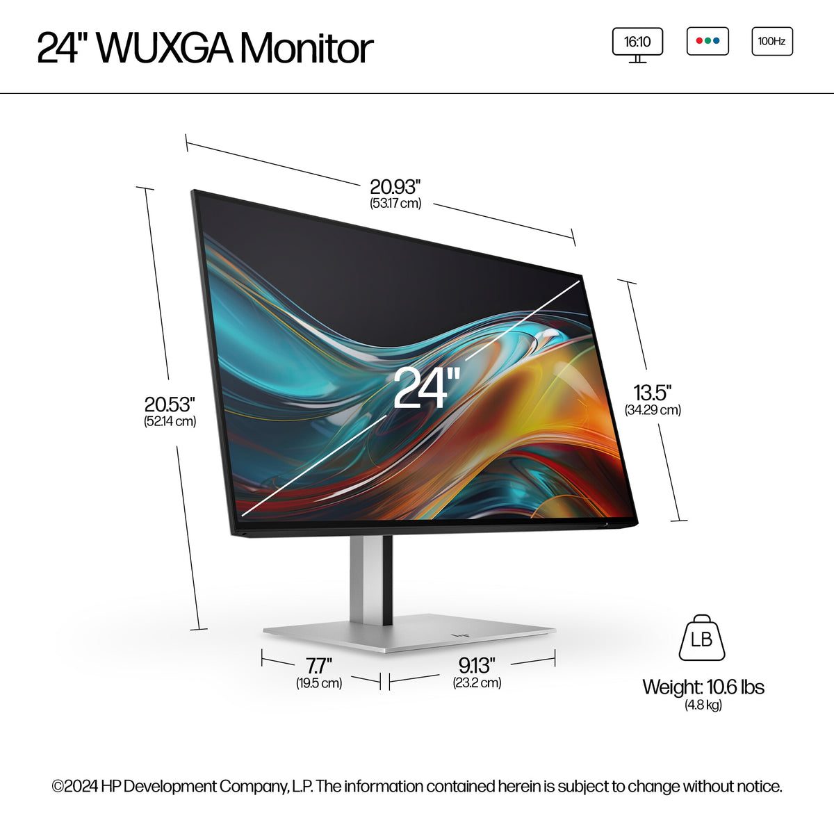 HP Series 7 Pro 724PN - 61 cm (24") - 1920 x 1200 pixels WUXGA Monitor