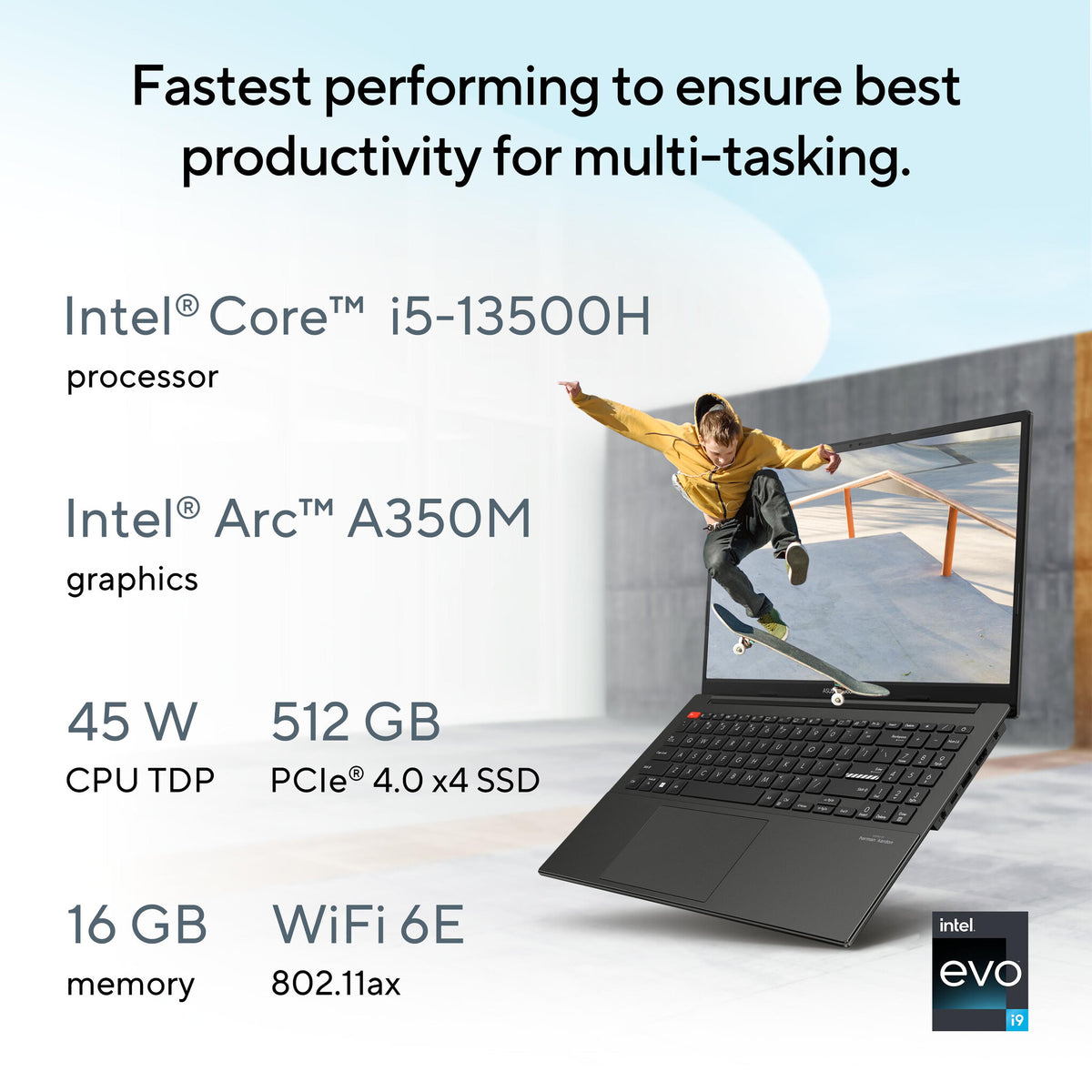 ASUS Vivobook S 15 Laptop - 39.6 cm (15.6") - Intel® Core™ i5-13500H - 16 GB LPDDR5-SDRAM - 512 GB SSD - Wi-Fi 6E - Windows 11 Home - Silver