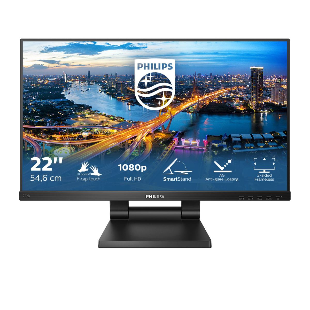 Philips B Line 222B1TC/00 Computer Monitor 54.6 cm (21.5") 1920 x 1080 pixels Full HD LED Touchscreen Black