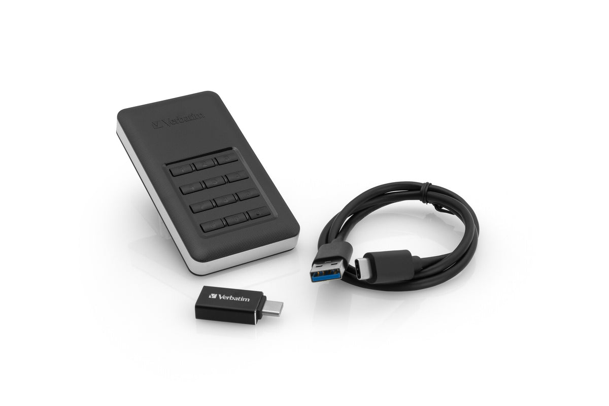 Verbatim Store 'n' Go Portable SSD with Keypad Access in Black / Silver - 256 GB