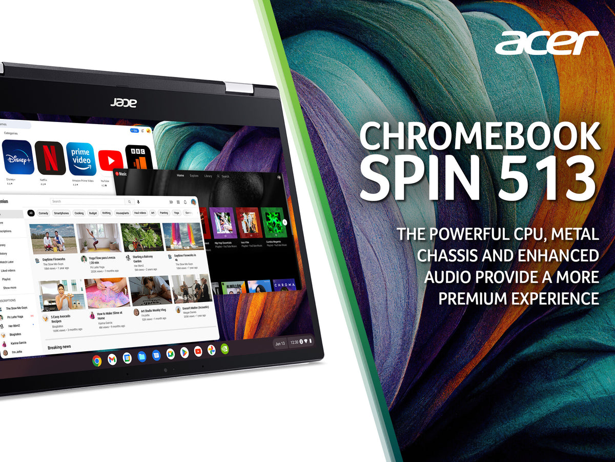 Acer Chromebook Spin 513 CP513-1H Laptop - 33.8 cm (13.3") -  Touchscreen - Qualcomm Snapdragon 7c (Gen 2) - 8 GB LPDDR4x-SDRAM - 64 GB eMMC - Wi-Fi 5 - Chrome OS - Silver