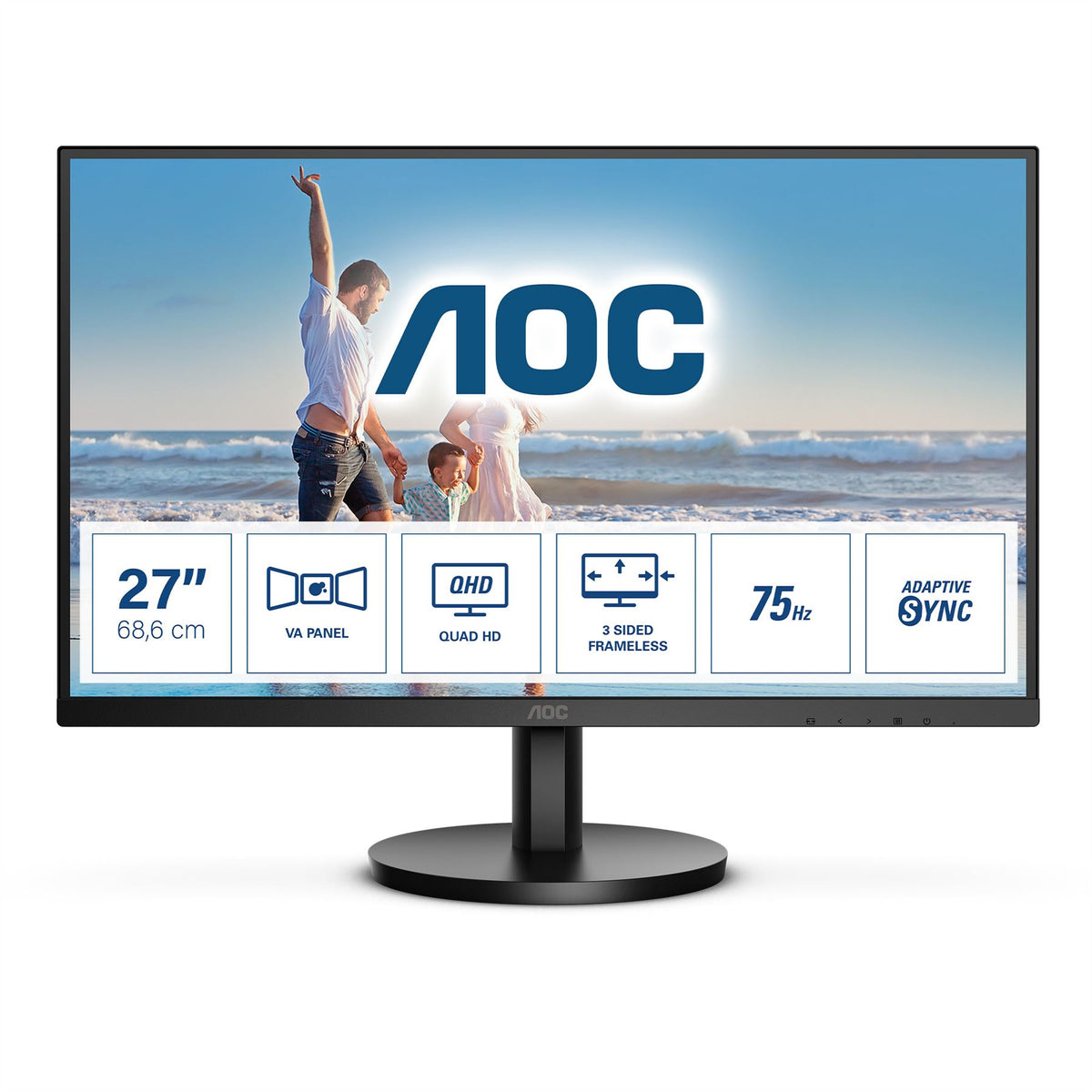 AOC Q27B3MA LED display 68.6 cm (27") 2560 x 1440 pixels Quad HD Black Monitor