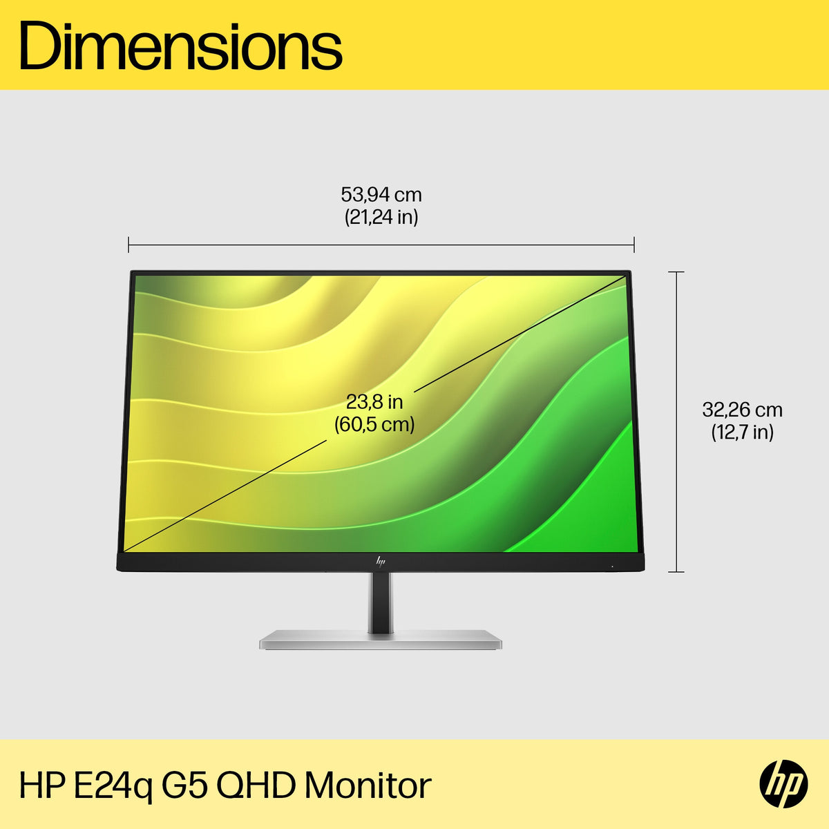 HP E24Q G5 - 60.5 cm (23.8") - 2560 x 1440 pixels Quad HD LED Monitor