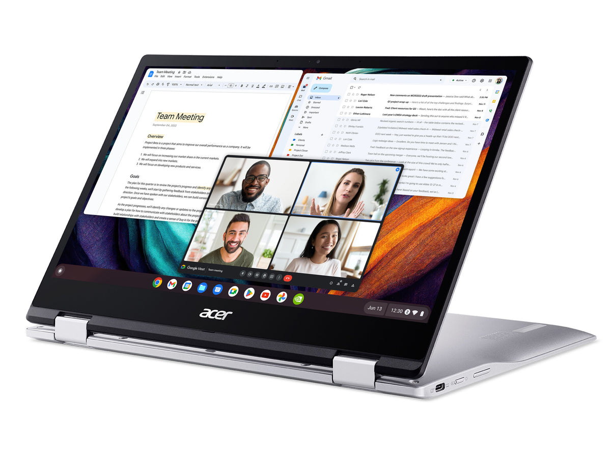 Acer Chromebook Spin 513 CP513-1H Laptop - 33.8 cm (13.3") -  Touchscreen - Qualcomm Snapdragon 7c (Gen 2) - 8 GB LPDDR4x-SDRAM - 64 GB eMMC - Wi-Fi 5 - Chrome OS - Silver