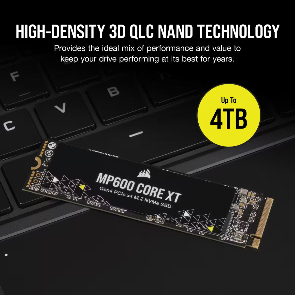 Corsair MP600 CORE XT - PCI Express 4.0 QLC 3D NAND NVMe M.2 SSD - 4 TB