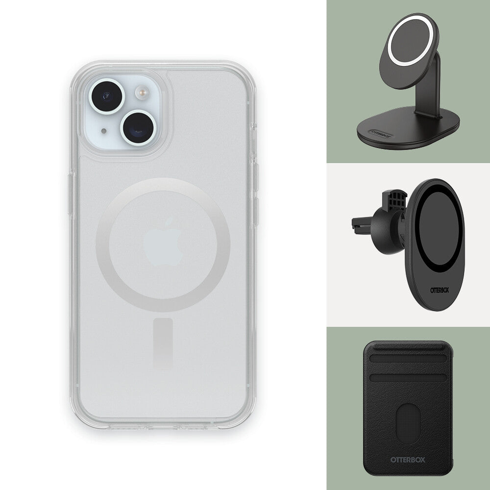 OtterBox Symmetry Clear Series with MagSafe for iPhone 15 in Clear