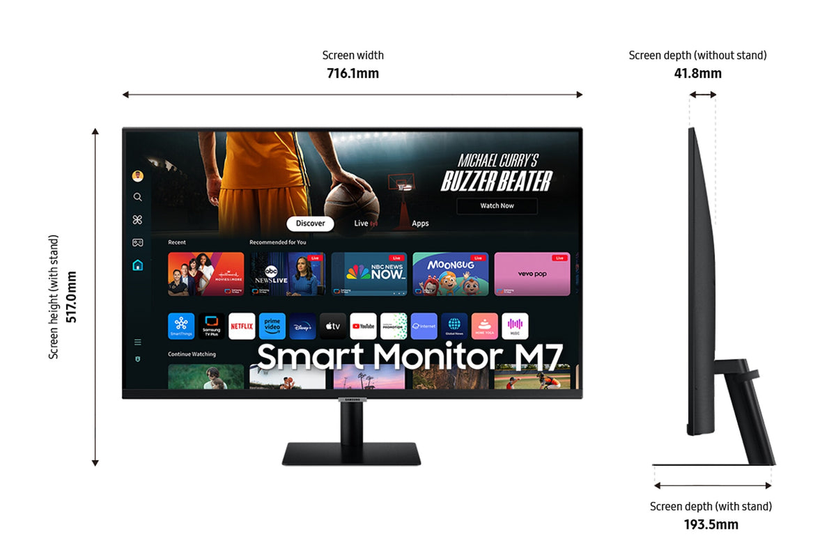 Samsung 32" M70D - 81.3 cm (32") - 3840 x 2160 pixels 4K Ultra HD LED Monitor
