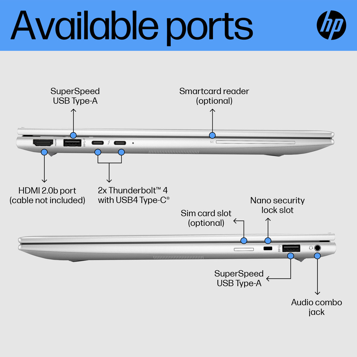 HP EliteBook 1040 14 G10 Laptop - 35.6 cm (14") - Intel® Core™ i7-1355U - 32 GB DDR5-SDRAM - 1 TB SSD - Wi-Fi 6E - Windows 11 Pro - Silver