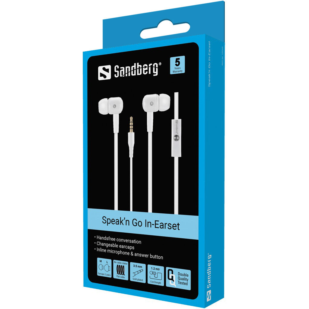 Sandberg Speak’n Go - Wired In-Ear Earbuds in White