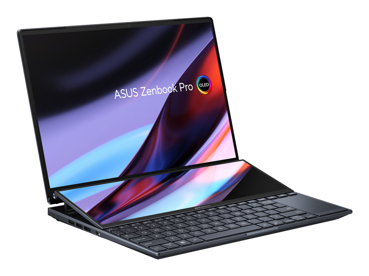 ASUS Zenbook Pro 14 Duo OLED Laptop - 36.8 cm (14.5") - Touchscreen - Intel® Core™ i9-12900H - 32 GB LPDDR5-SDRAM - 1 TB SSD - NVIDIA GeForce RTX 3050 Ti - Wi-Fi 6E - Windows 11 Home - Black