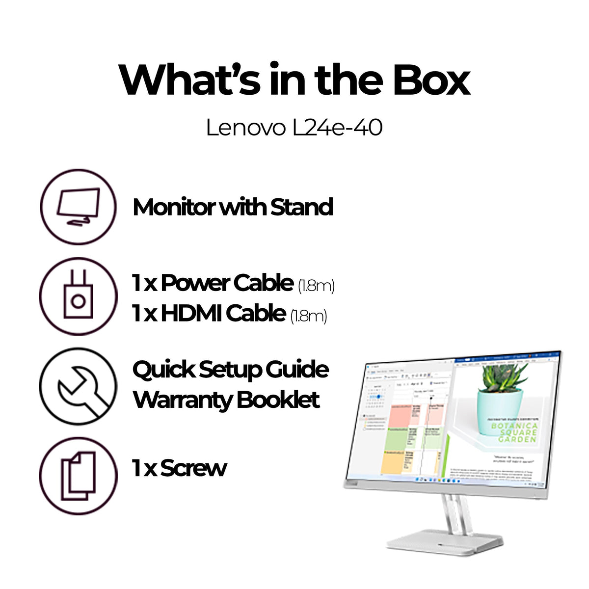 Lenovo L24E-40 - 60.5 cm (23.8&quot;) - 1920 x 1080 pixels Full HD LED Monitor