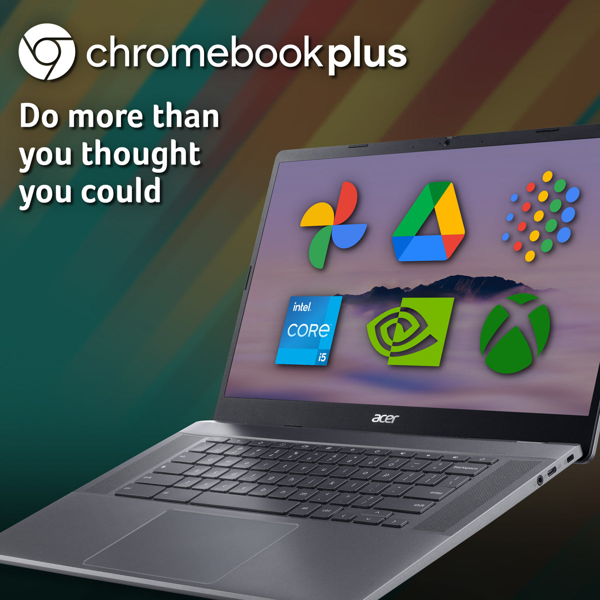Acer Chromebook Plus 515 - 39.6 cm (15.6") - Intel® Core i5-1235U - 8 GB LPDDR5x-SDRAM - 256 GB SSD - Wi-Fi 6E - ChromeOS - Grey