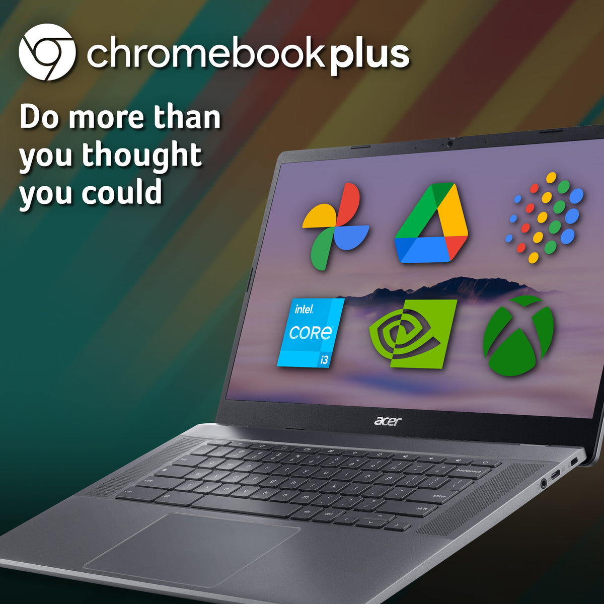 Acer Chromebook Plus 515 - 39.6 cm (15.6&quot;) - Intel® Core i3-1215U - 8 GB LPDDR5x-SDRAM - 256 GB SSD - Wi-Fi 6E - Chrome OS - Grey