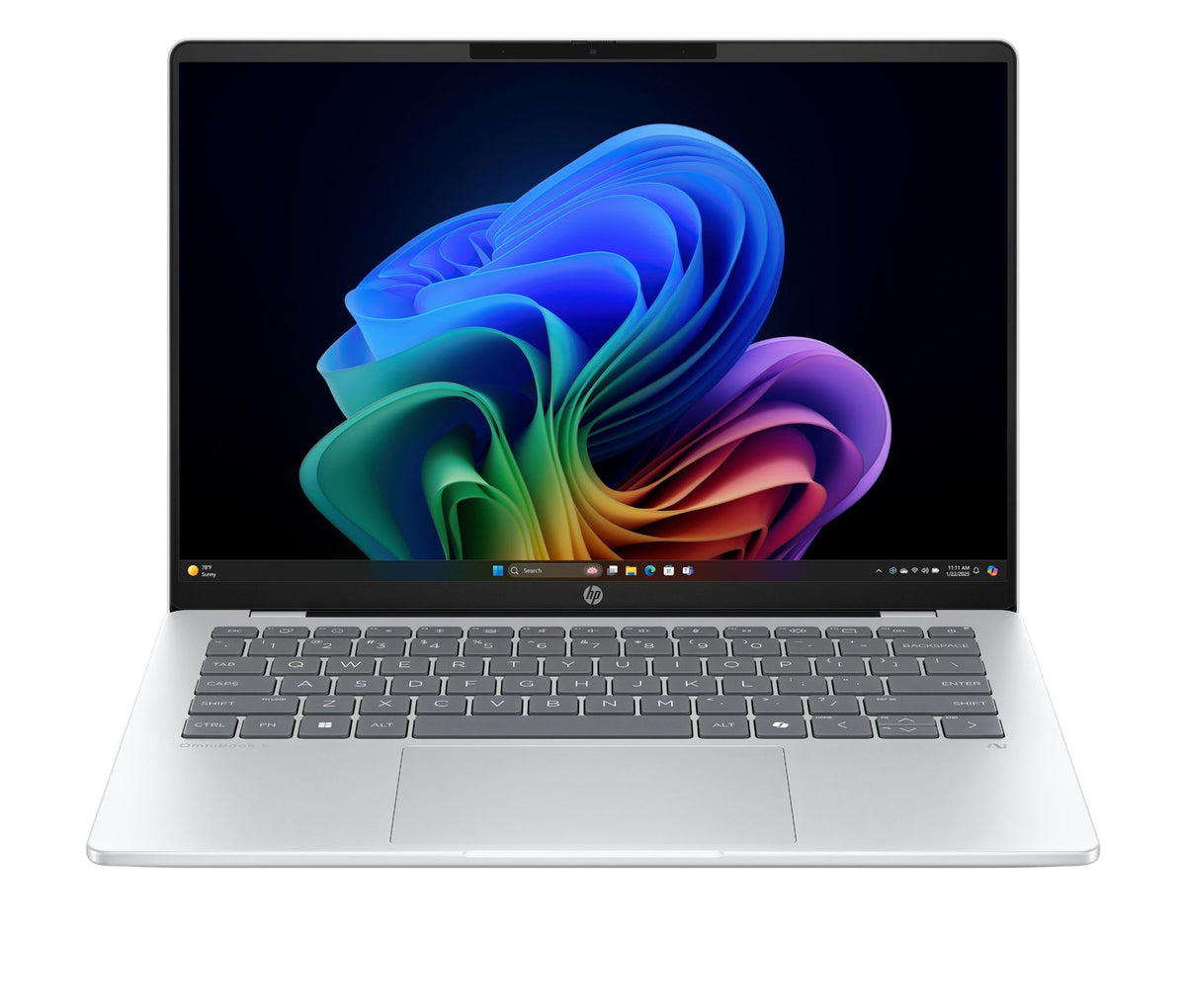 HP OmniBook 5 Laptop Next Gen AI 14-he0003nax Copilot+ PC Snapdragon X1-26-100 35.6 cm (14") 2K 16 GB LPDDR5x-SDRAM 512 GB SSD Wi-Fi 6E (802.11ax) Windows 11 Home Silver