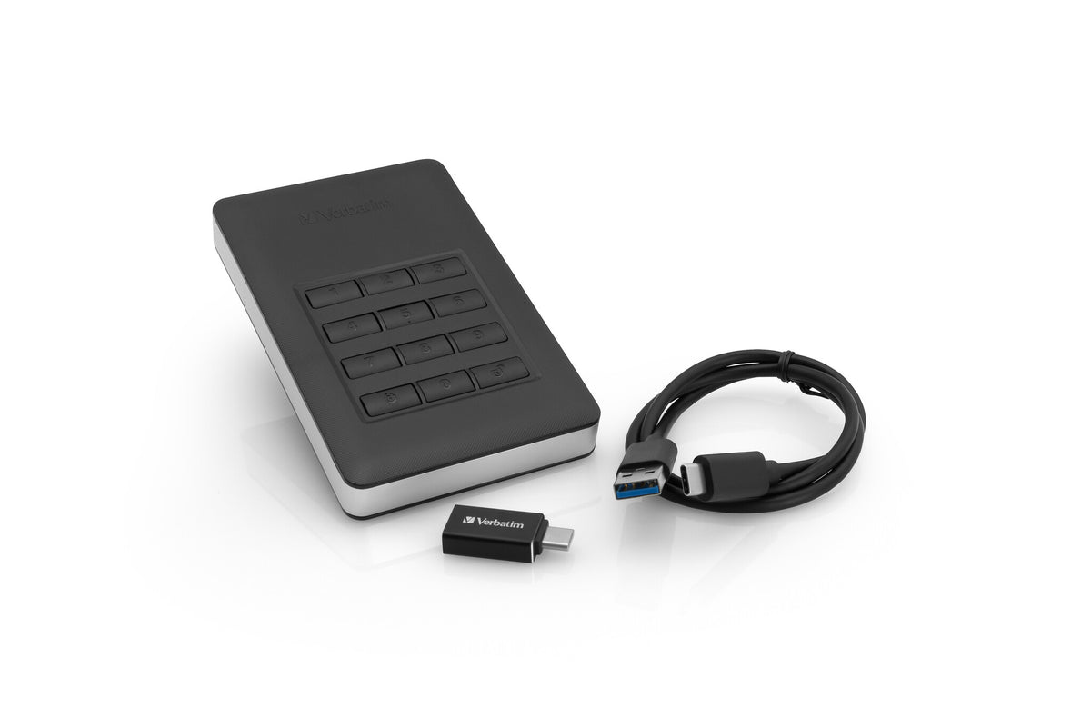 Verbatim Store 'n' Go Secure Portable HDD with Keypad Access in Black / Silver - 1 TB