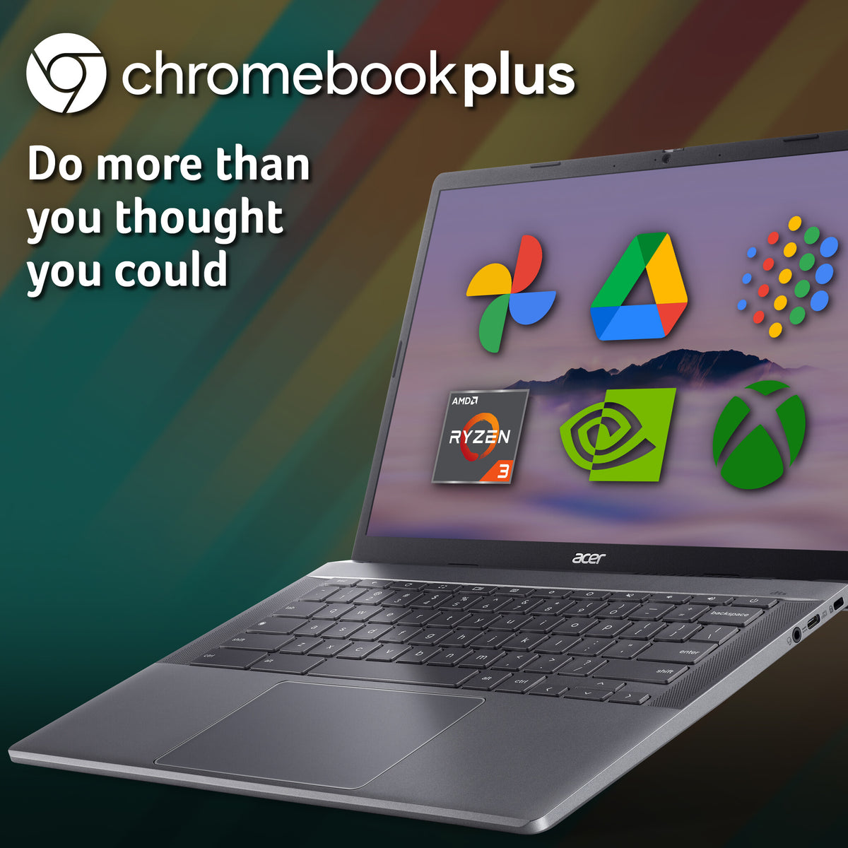 Acer Chromebook Plus 514 - 35.6 cm (14") - AMD Ryzen 3 7320C - 8 GB LPDDR5x-SDRAM - 128 GB SSD - Wi-Fi 6 - ChromeOS - Grey