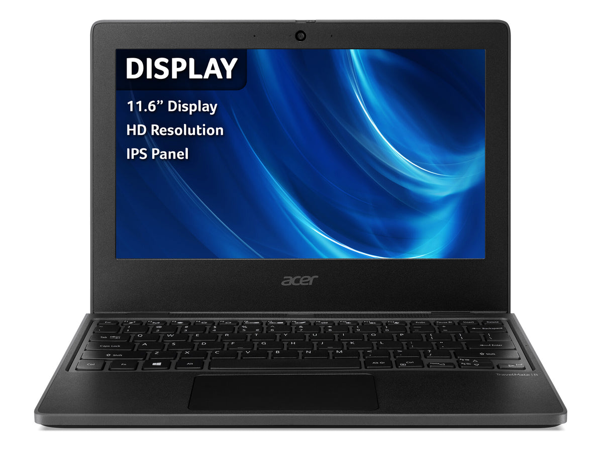 Acer TravelMate Spin B3 Laptop - 29.5 cm (11.6") - Touchscreen - Intel® Pentium® N6000 - 4 GB DDR4-SDRAM - 128GB SSD - Wi-Fi 6 - Windows 11 Pro Education - Black
