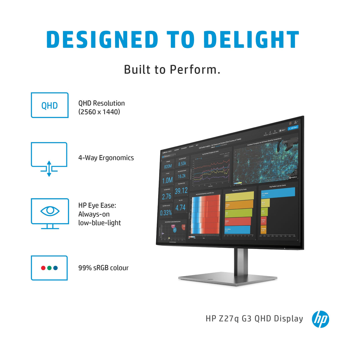 HP Z27Q G3 - 68.6 cm (27") - 2560 x 1440 pixels Quad HD LED Monitor