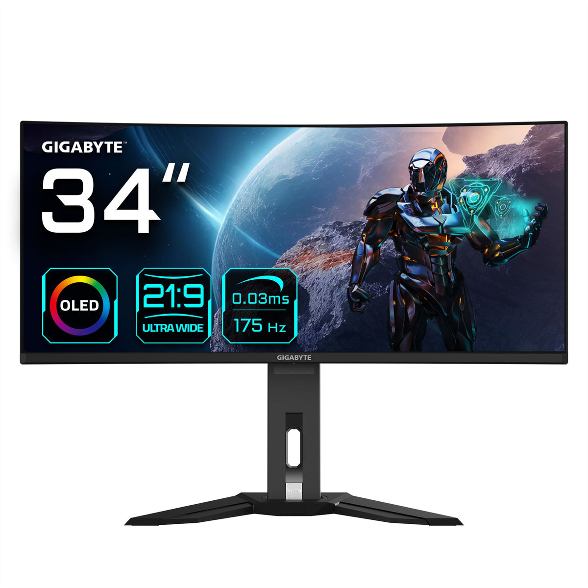 GIGABYTE MO34WQC 34&quot; OLED WQHD Curved Gaming Monitor - 3440 x 1440/ 175Hz/ 0.03ms/ KVM/ 250 cd/m²/ FreeSync Premium Pro/ DisplayHDR True Black 400/ HDMI 2.1/ Displayport 1.4