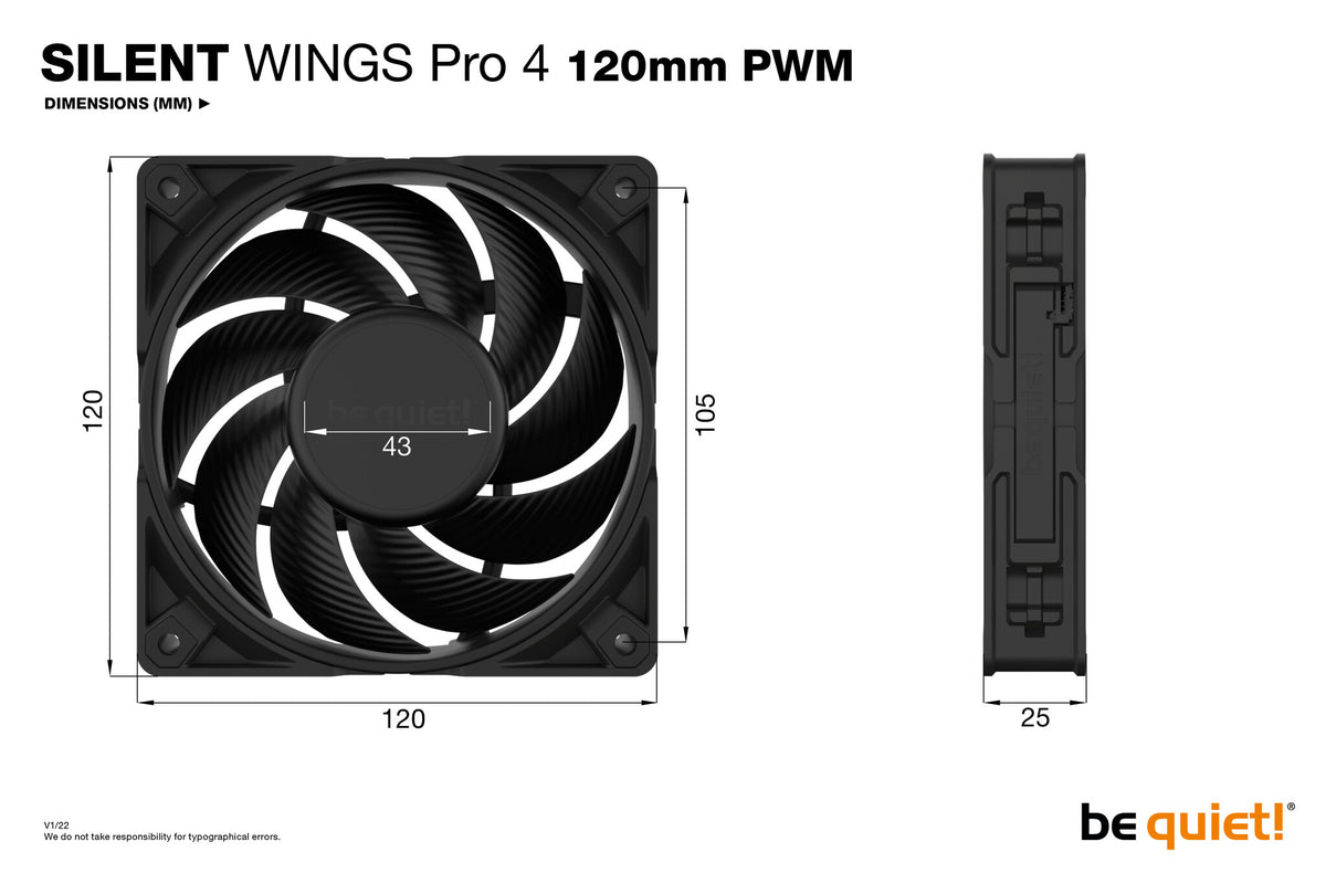 be quiet! SILENT WINGS PRO 4 - PWM Computer Case Fan in Black - 120mm