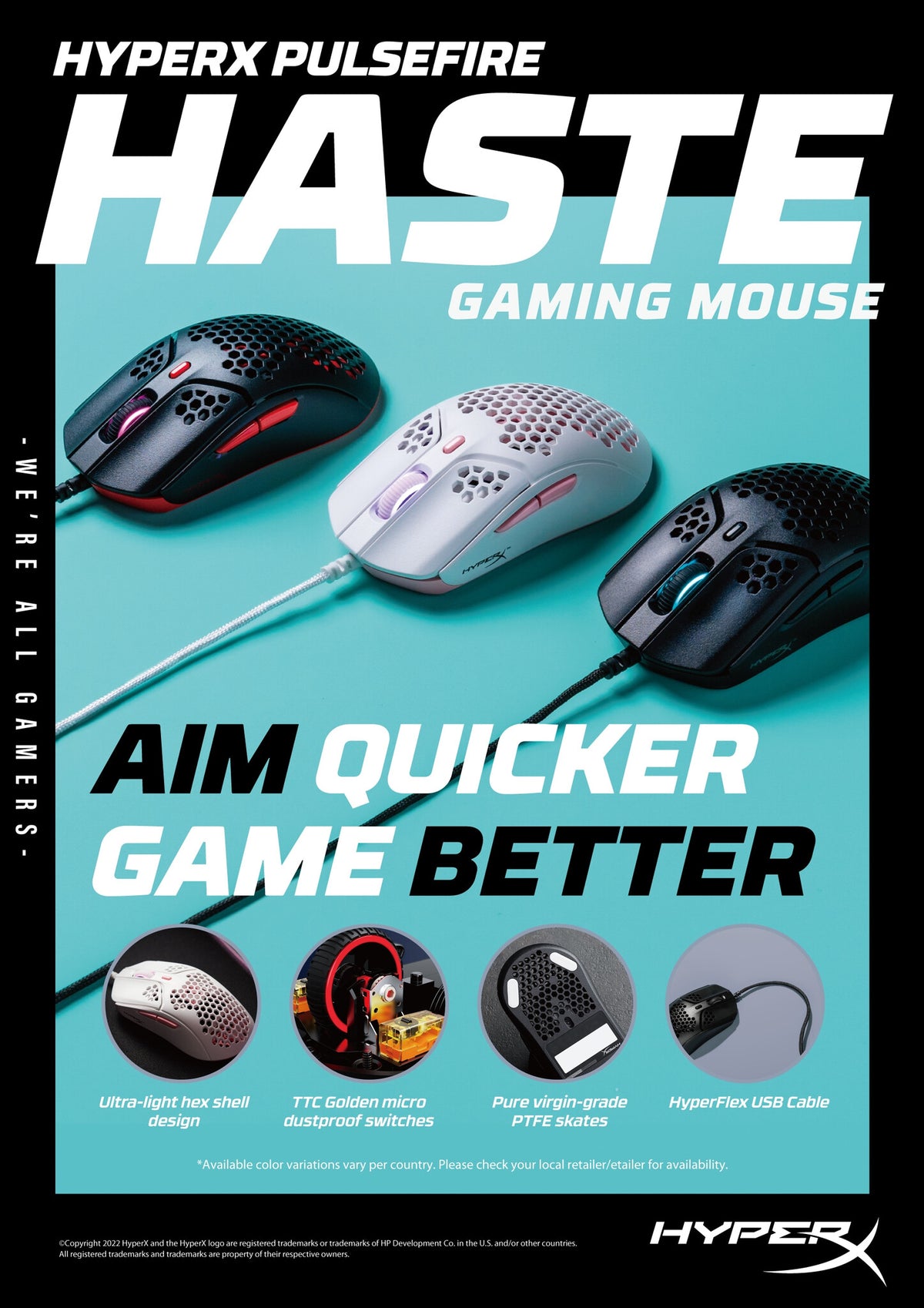HyperX Pulsefire Haste - USB Type-A Gaming Mouse in Black / Red - 16,000 DPI