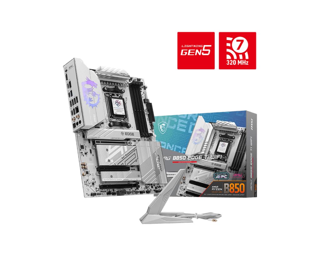 MSI MPG B850 EDGE TI WIFI ATX motherboard - AMD B850 Socket AM5