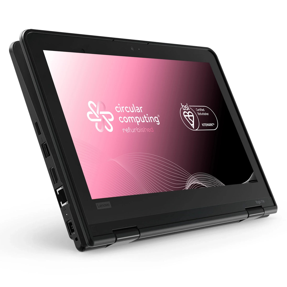 Lenovo Yoga 11e Laptop - 29.5 cm (11.6") - Touchscreen -  Intel Celeron - 8 GB DDR5-SDRAM - 128 GB SSD - Wi-Fi 5 (802.11ax) - Windows 11 Pro - Black - Refurbished