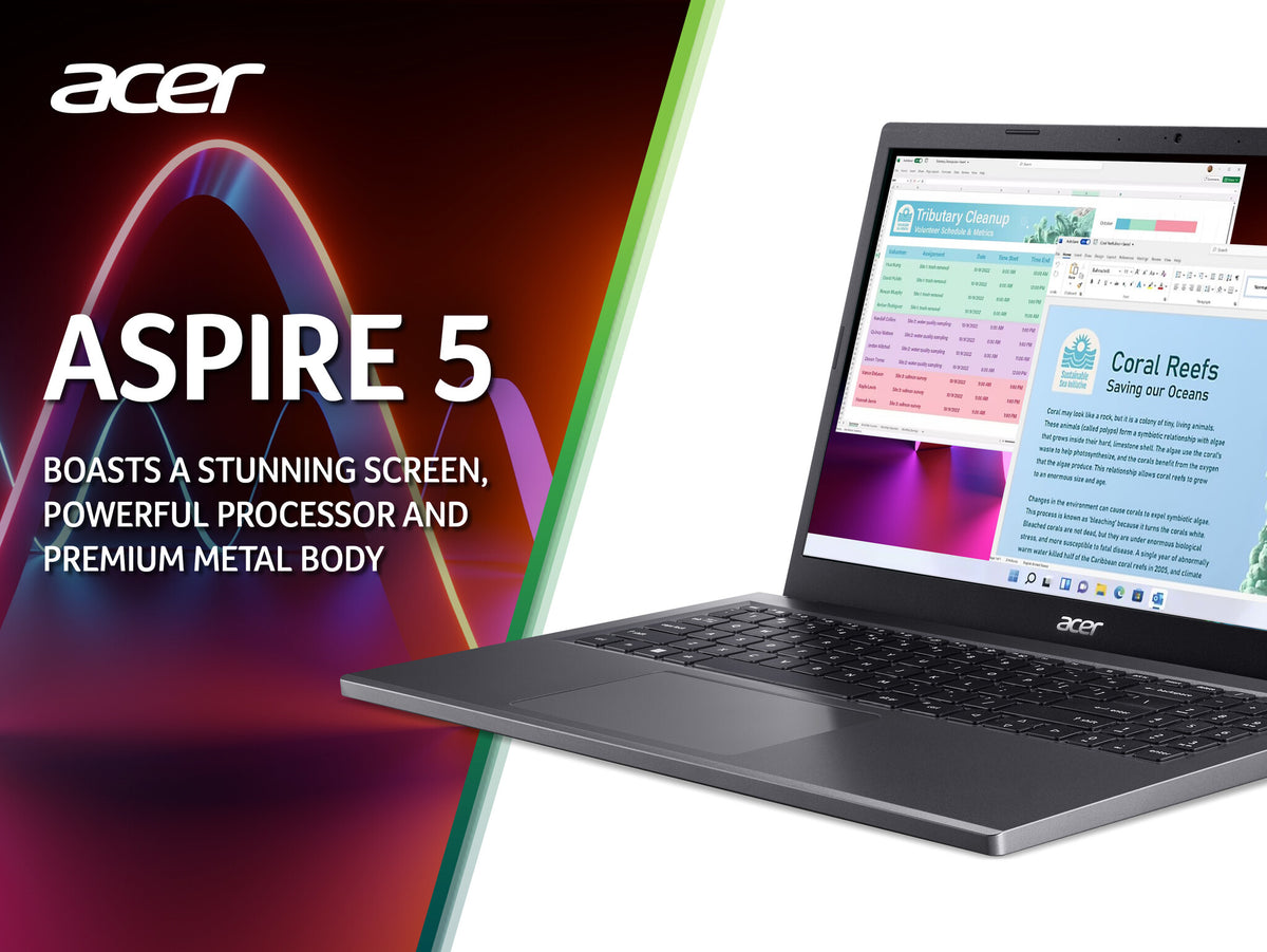 Acer Aspire 5 Laptop - 39.6 cm (15.6") - AMD Ryzen 5 7530U - 16 GB LPDDR4x-SDRAM - 512 GB SSD - Wi-Fi 6E - Windows 11 Home - Grey