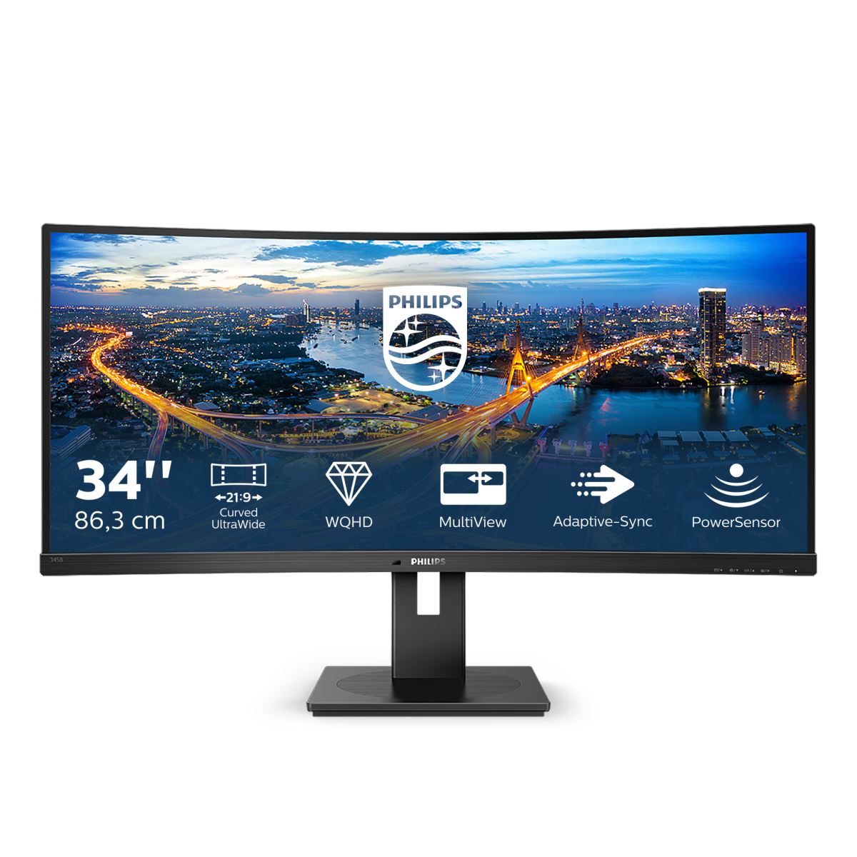 Philips B Line 345B1C/00 Computer Monitor 86.4 cm (34") 3440 x 1440 pixels Quad HD LCD Black