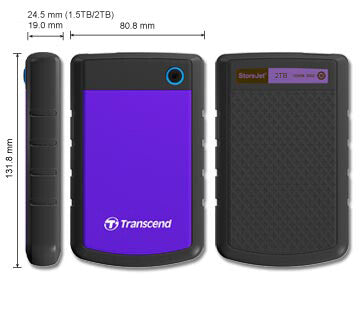 Transcend StoreJet 25H3 - 2.5" External hard drive in Purple - 2TB