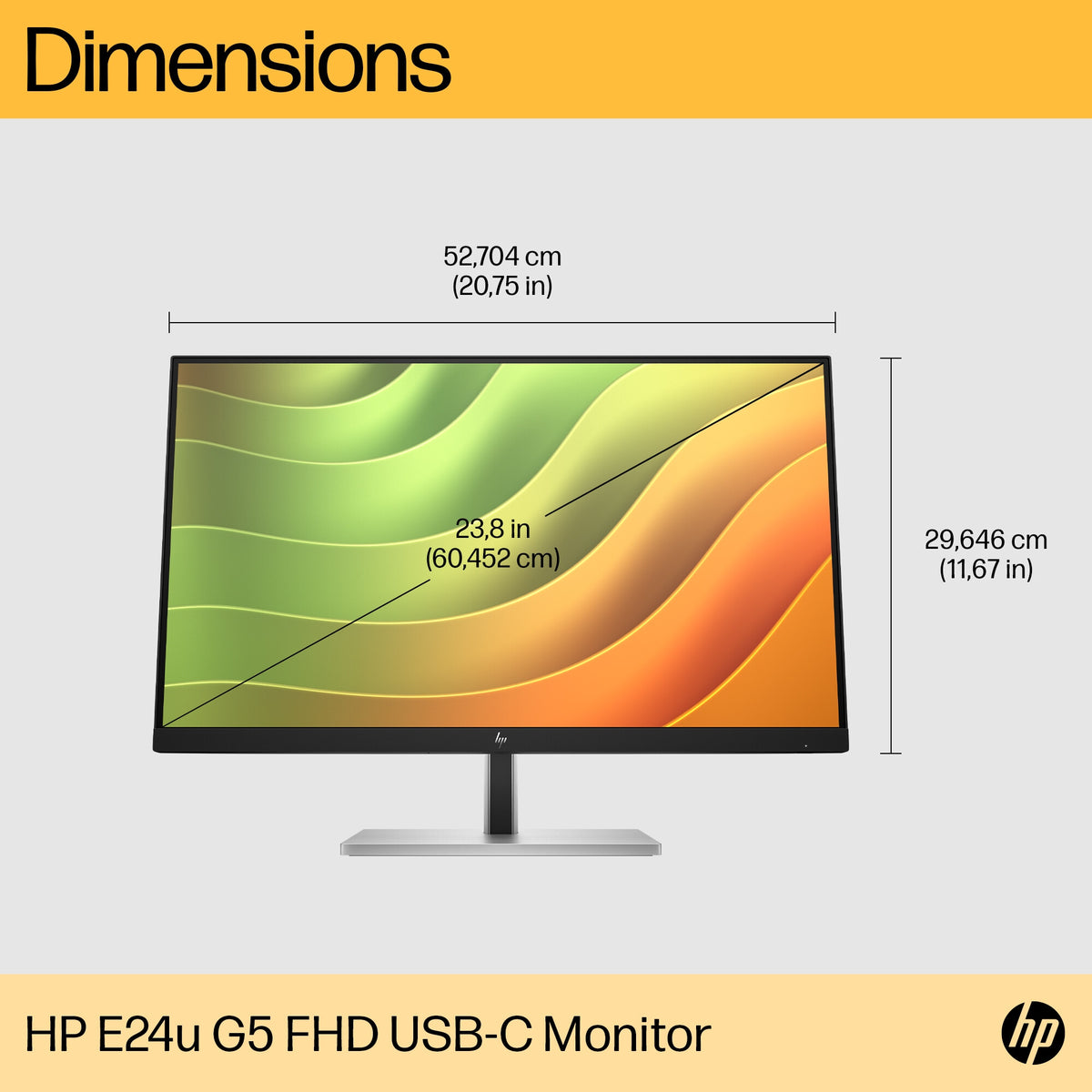 HP E24U G5 - 60.5 cm (23.8") - 1920 x 1080 pixels Full HD LCD Monitor
